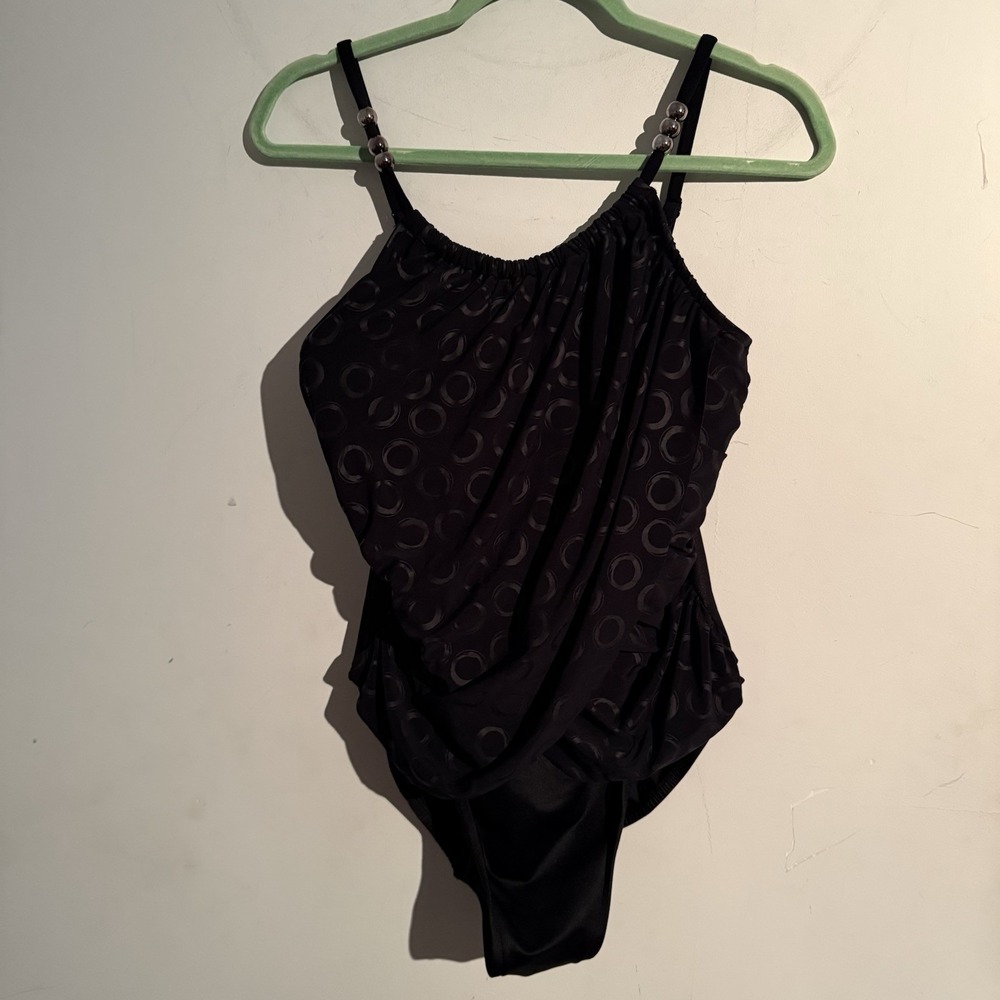 Magicsuit Miraclesuit Black Cosmos Lisa One Piece Swimsuit Slimming Size 14